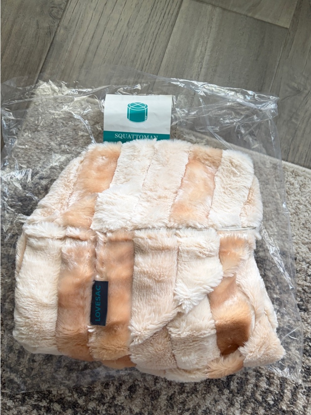 Lovesac Squattoman Faux Fur cover - Peachy Cream - FREE SHIPPING